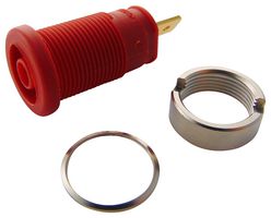 Hirschmann Test And Measurement 972355101 Receptacle, 25A, 4Mm, Quick Connect, Red