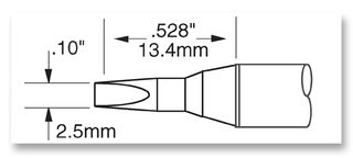 Metcal Sfv-Ch25A Tip, Soldering, Chisel, Long, 2.5Mm