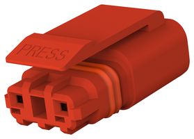 Te Connectivity 3-2834074-2 Plug Housing, 2Pos, Thermoplastic, Red