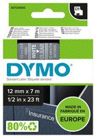 Dymo 45020 Tape, White/clear, 12Mm