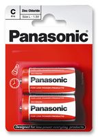 Panasonic R14Rel/2Bp. Battery, Zinc Carbon, C, Pk2