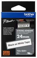 Brother Tze-S251 Tape, Black On White, 24Mm