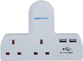 Pro Elec 2358U Adaptor Two Way With Two Usb Ports