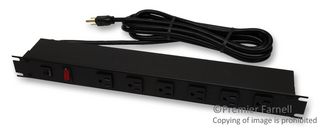 Hammond 1583H12B1Bkx Outlet Strip, Rack Mount, 12, 15A, 15Ft, Black