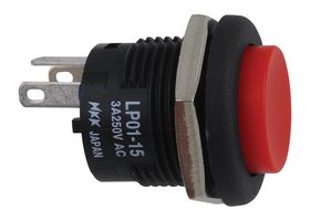 Nkk Switches Lp0115Cckw01C Switch, Pushbutton, Non-Illuminated, Spdt, 3A, Red