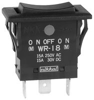 Nkk Switches Wr18Af Switch, Rocker, Spdt, 15A, 250Vac, Black