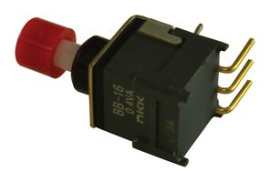 Nkk Switches Bb16Ah-Fc Switch, Pushbutton, Non-Illuminated, Spdt, 0.1A, 28Vac