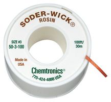 Chemtronics 50-3-100 Desoldering Braid, 30.5M X 2Mm, Copper